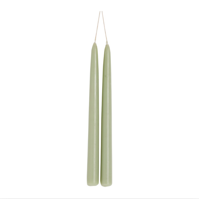 Pair of Coloured Tapered Candle 24cm - Sage
