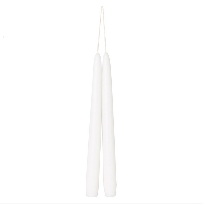 Pair of Coloured Tapered Candle 24cm - White