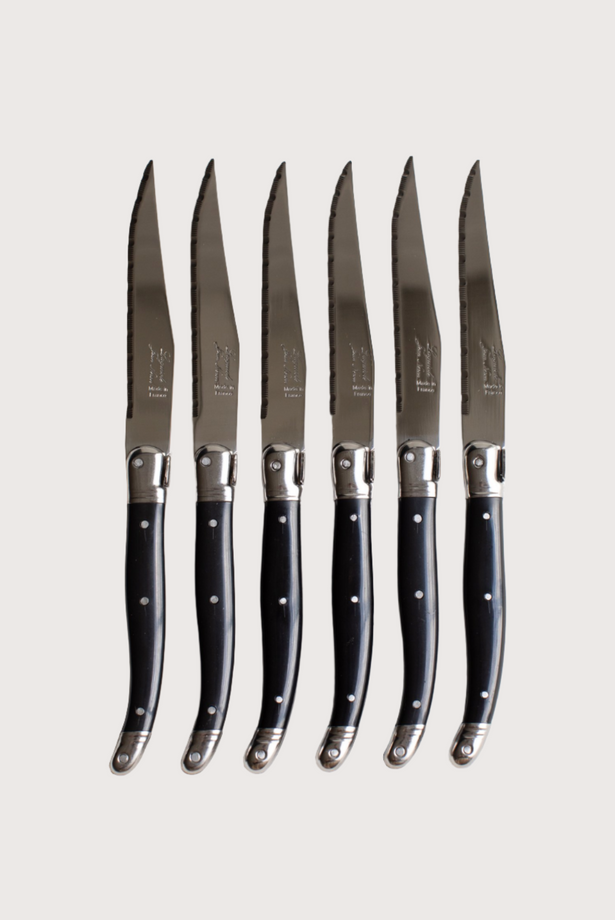 Laguiole Jean Dubost Steak Knife - Set de 6, Noir