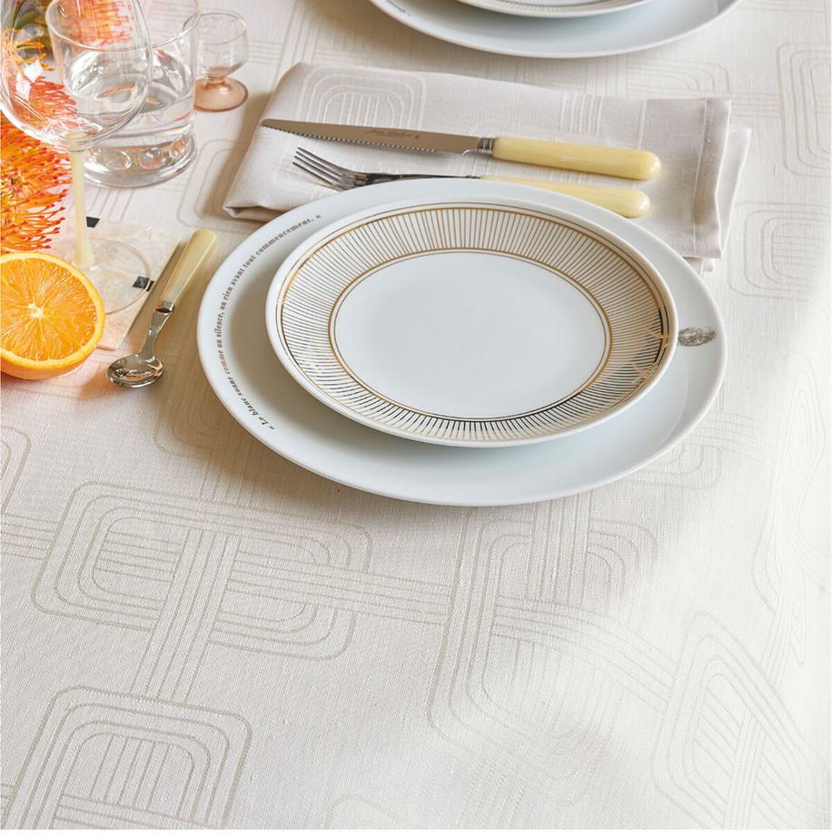 Nappe Le Jacquard Français - Hôtel Particulier lin gris - 69"X 126"