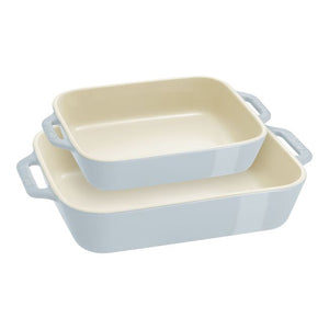 Staub Ceramique Rectangular Baking Dish set of 2 - Light Blue