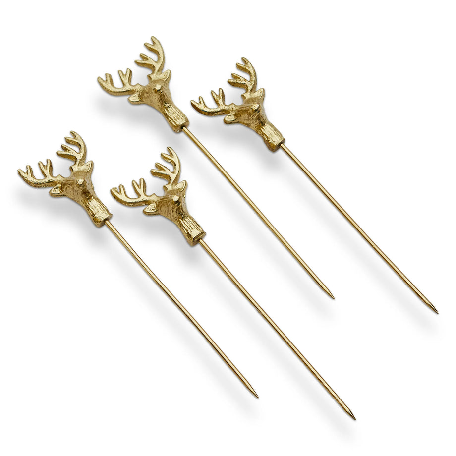 TAG Reindeer Cocktail Pick Set of 4 - Gold
