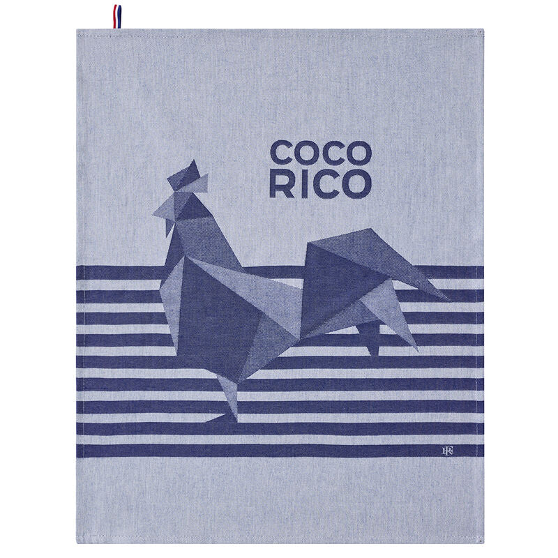 Jacquard Français Cotton Tea Towel  - Coco-Rico Élysée Cotton/Bleu