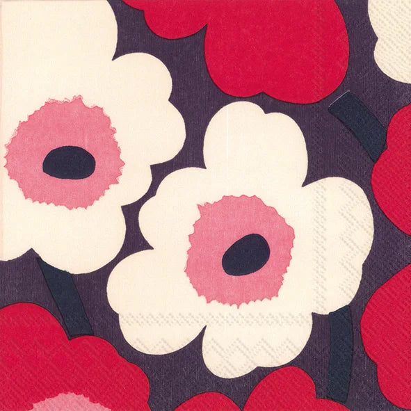 Marimekko Paper Lunch Napkins - UNIKKO Red Cream