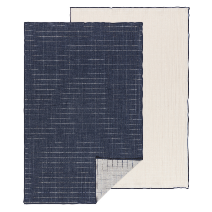 Danica Heirloom Double Weave Cotton Dishtowels - Set of 2 / Midnight