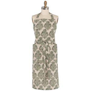 Danica Heirloom Block Print Apron - Viridian
