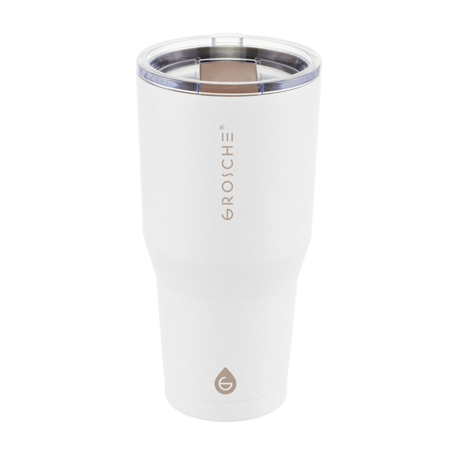 Grosche YUKON Stainless Steel Insulated Travel Tumbler with Slider Lid, 30oz - Cream White