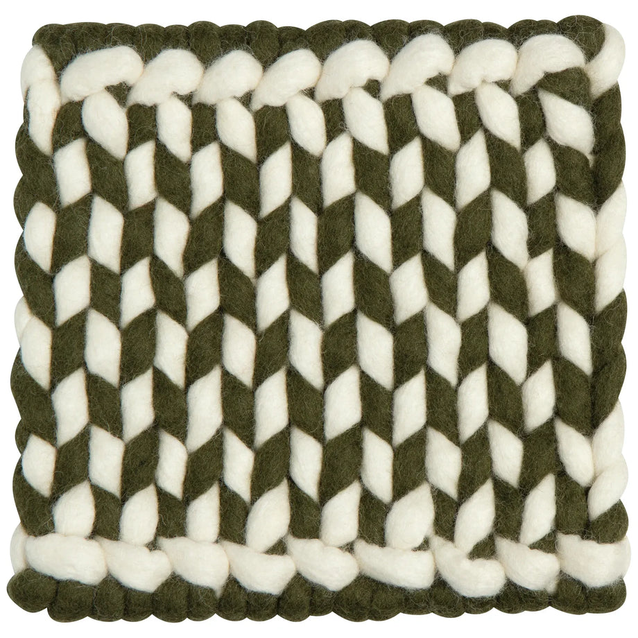 Danica Braid Felt Wool Trivet - Olive Branch