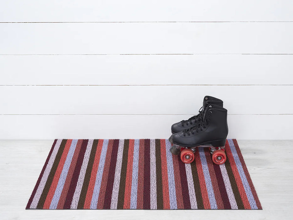 Chilewich Indoor Outdoor Shag Mat - Even Stripe / Berry / 36x60"