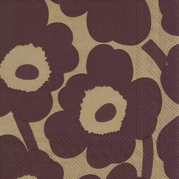 Marimekko Paper Cocktail Napkins - UNIKKO cream bordeaux