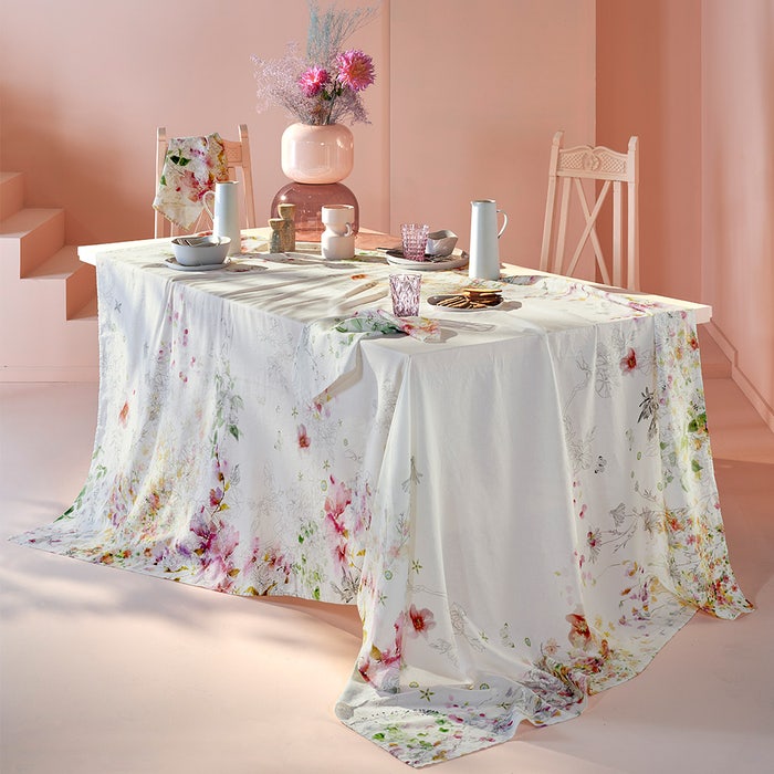 Garnier-Thiebaut Jardin Sauvage Blanc Tablecloth - 61 X 102"