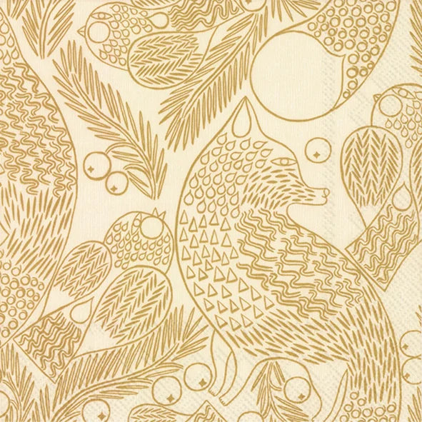 Marimekko Paper Cocktail Napkins - KETUNMARJA cream gold