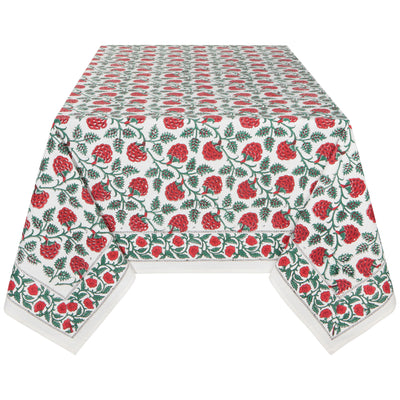 Danica Block Print Tablecloth 60 x 90" / Carnation