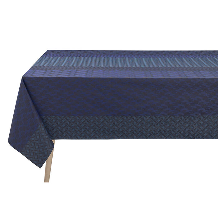 Jacquard Francais Coated Cotton Tablecloth  - Caractère Blue / 69" x 126"