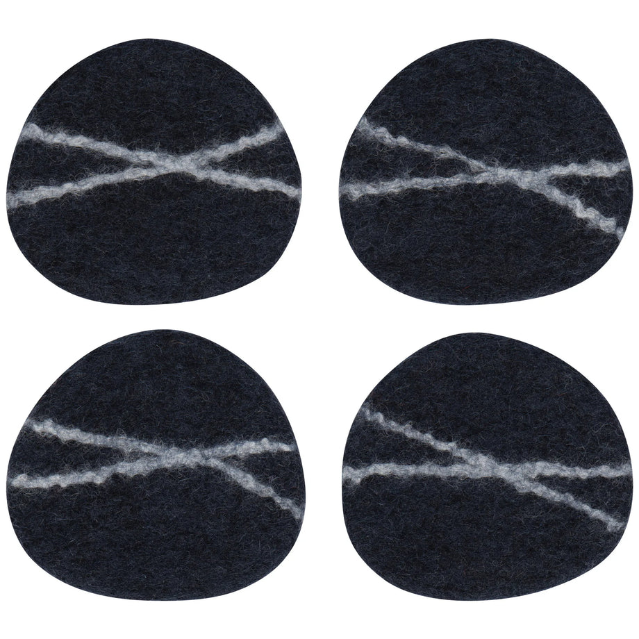 Danica Striato Felt Coaster Set of 4 - Midnight
