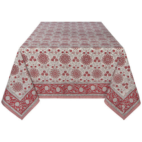 Danica Heirloom Block Print Cotton Tablecloth - Passionflower / 60x90"