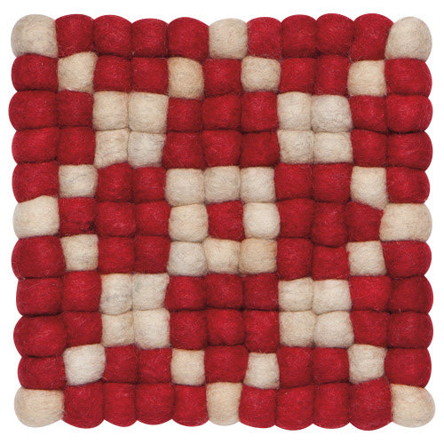 Danica Heirloom Recycled Wool Felt Dot Trivet - Cranberry / Large