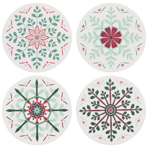 Now Designs Good Tidings Soak Up Ceramic Coasters - Set of 4