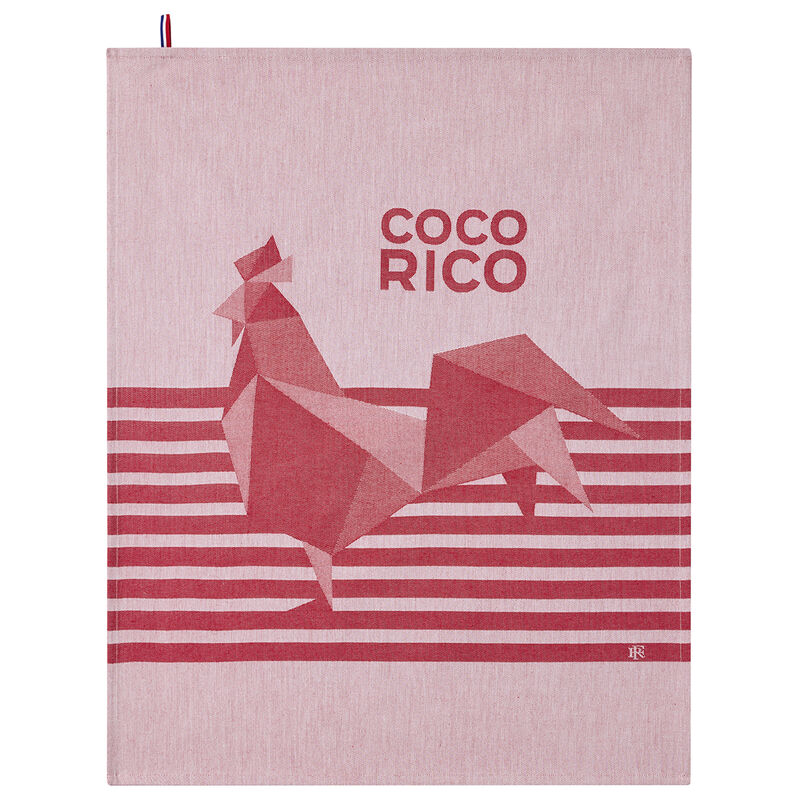 Jacquard Français Cotton Tea Towel  - Coco-Rico Élysée Cotton/Rouge