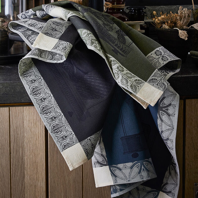 Jacquard Français Cotton Tea Towel - Curiosités Animales / Bleu