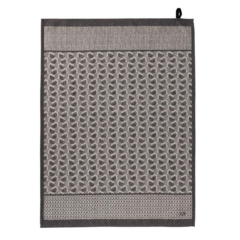 Jacquard Français Cotton Tea Towel – Empreintes / Black