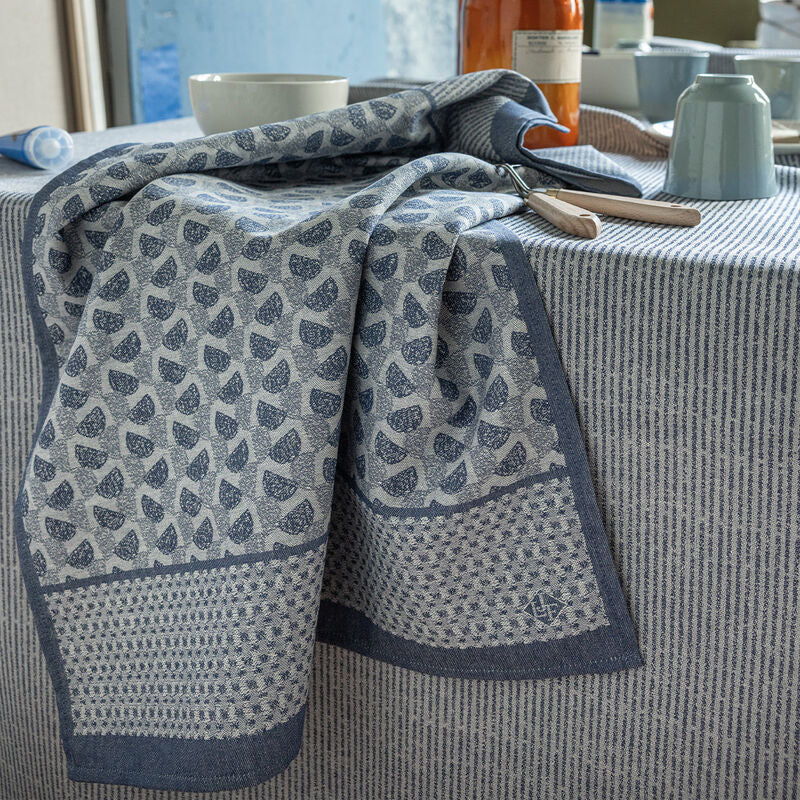 Jacquard Français Cotton Tea Towel – Empreintes / Blue