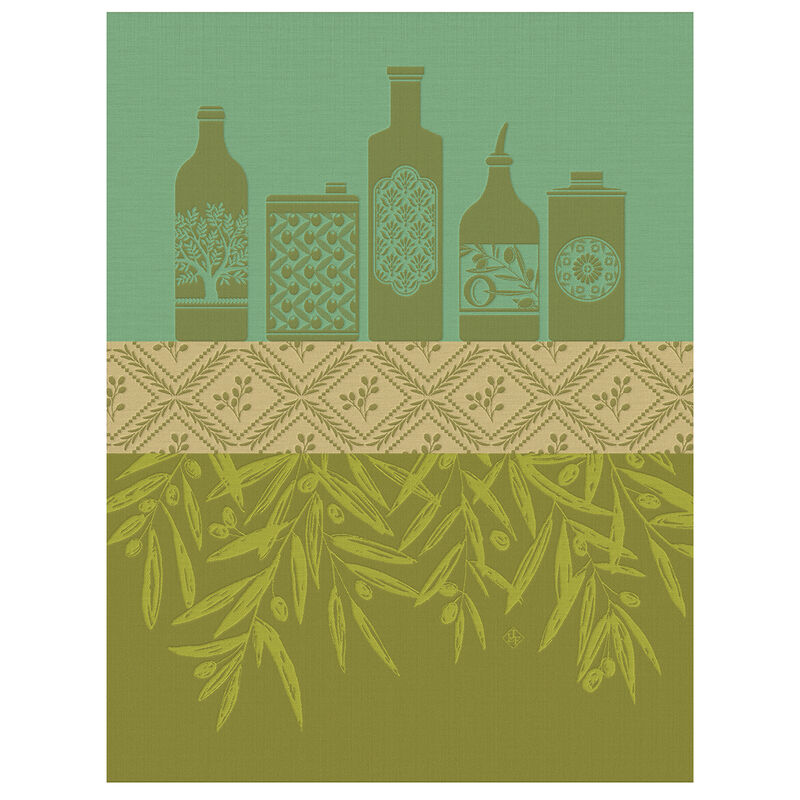 Jacquard Français Cotton Tea Towel  - Huiles provençales / Vert
