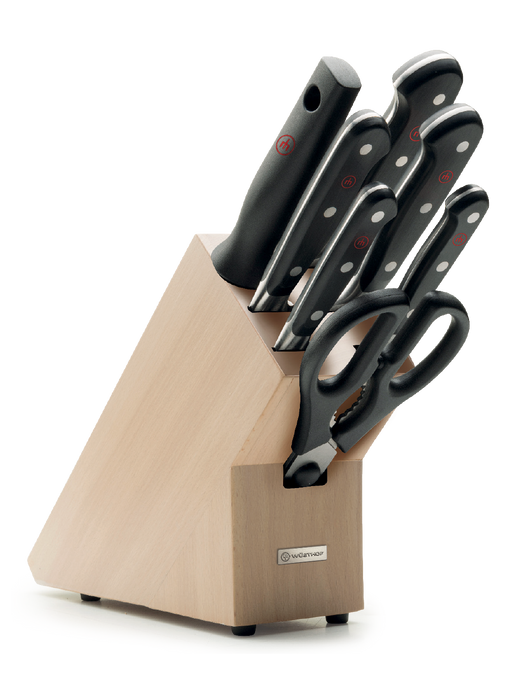 Wusthof Classic 8 Piece Knife Set with Natural Beech Knife Block