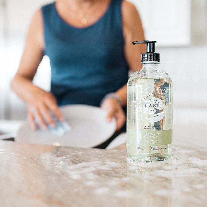 The Bare Home Dish Soap in Glass Bottle - Bergamet + Lime