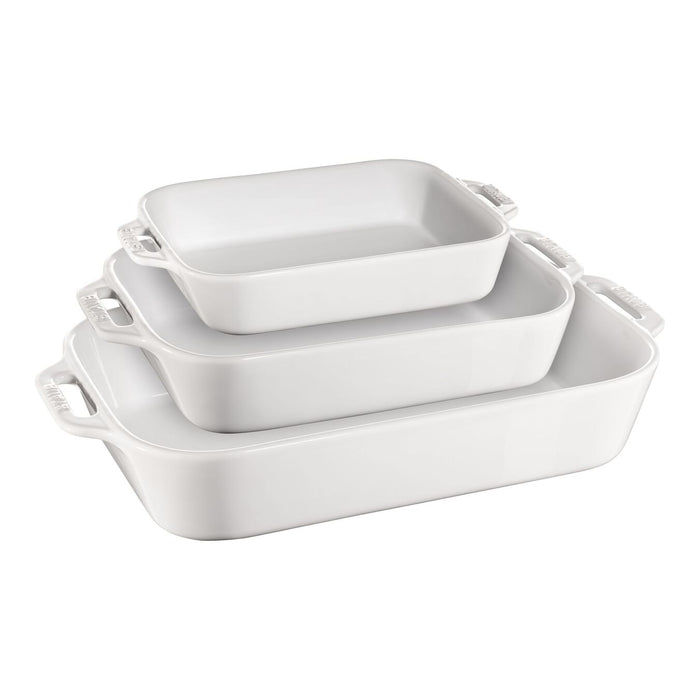 STAUB Ceramic Ovenware set, 3 Piece | rectangular | white
