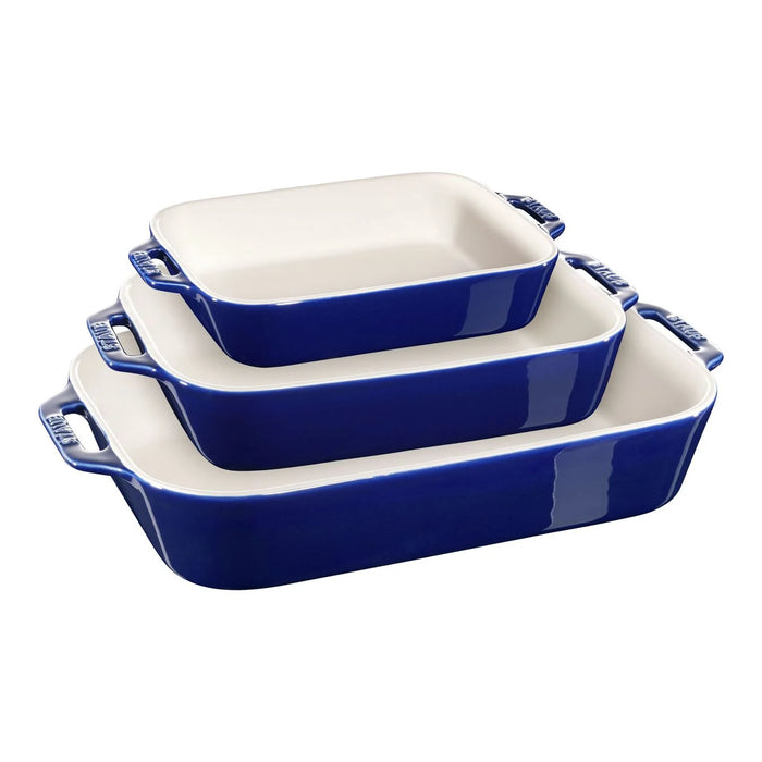 STAUB Ceramic Ovenware set, 3 Piece | rectangular | Blue