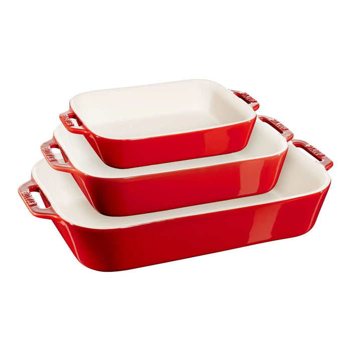STAUB Ceramic Ovenware set, 3 Piece | rectangular | Red