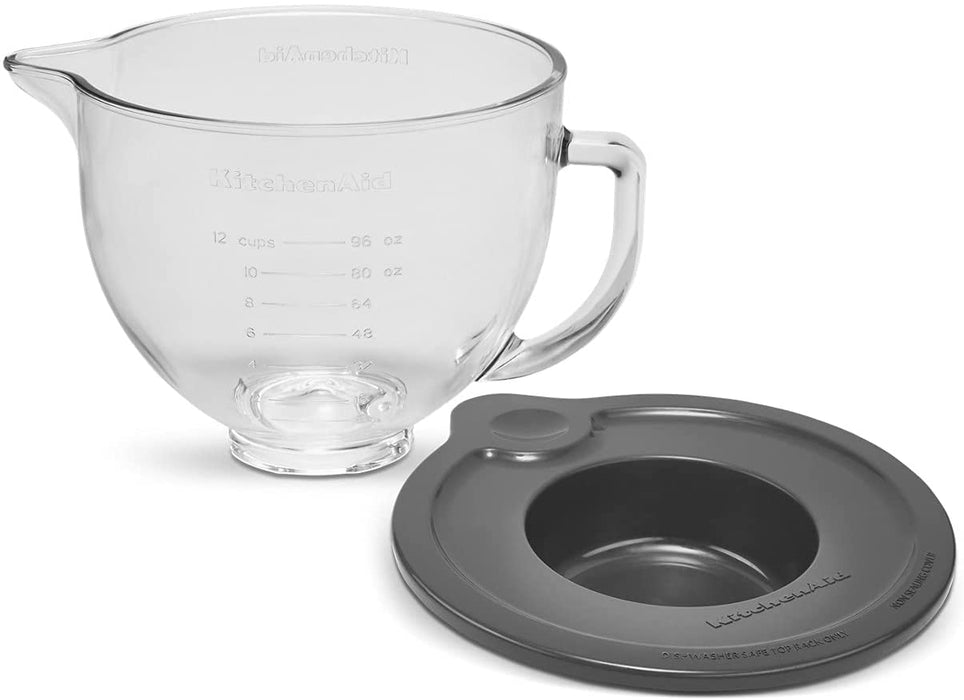 KitchenAid 5 Quart Glass Bowl with Measurement Markings & Lid