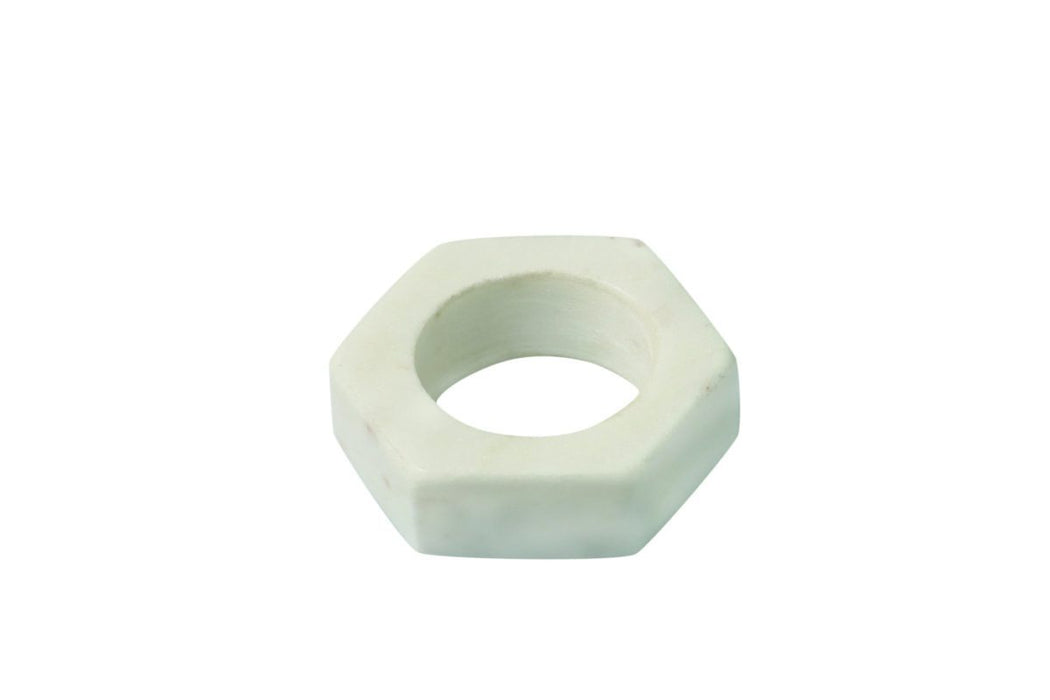 Be Home White Marble Hexagon Napkin Ring