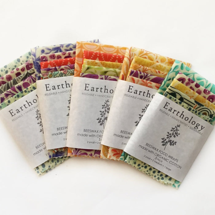Earthology Organic Cotton Beeswax Wraps - 5 Pack