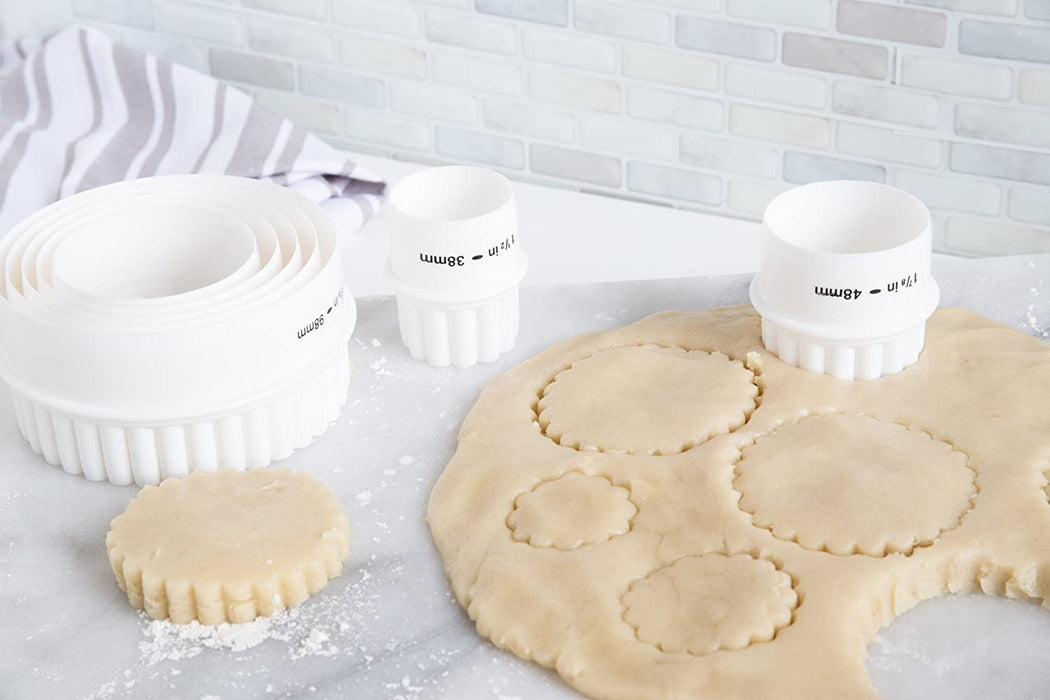Fox Run Plain and Crinkled Double-Sided Cookie Cutter Set - 7 Piece Set