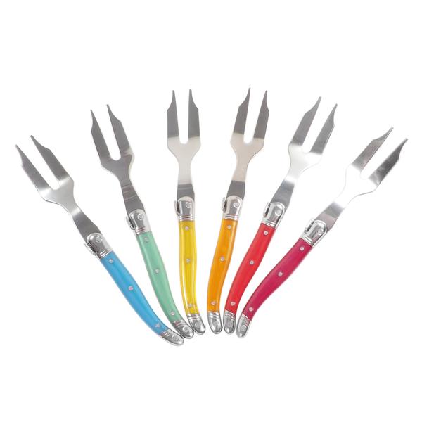 Laguiole Jean Dubost Rainbow Mini Cheese Forks - Blue