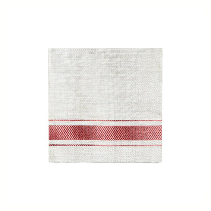 Harman Bistro Stripe Paper Napkin - Cocktail / Rouge