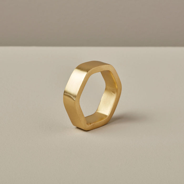 Be Home Hexagon Napkin Ring - Gold