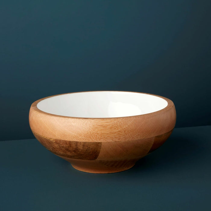 Be Home Mango Wood & Enamel Curvy Bowl - Medium