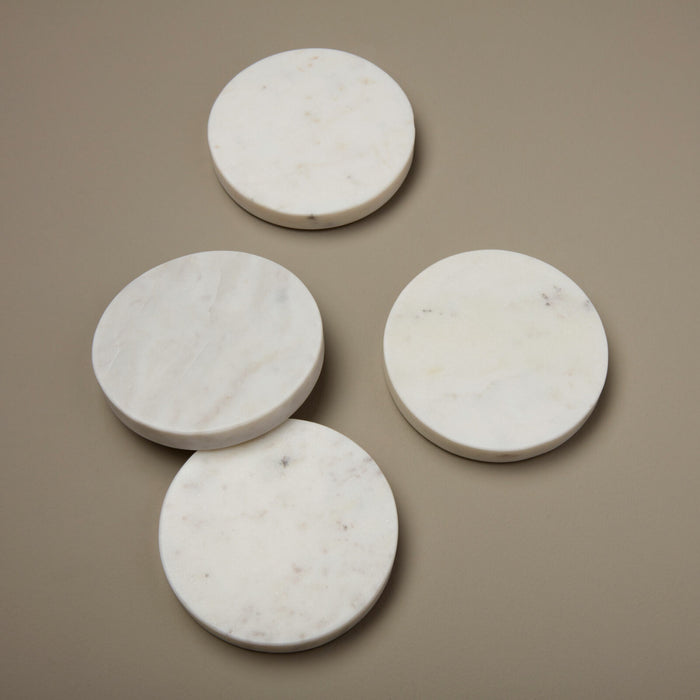 Be Home White Marble Round Coasters - Set of 4