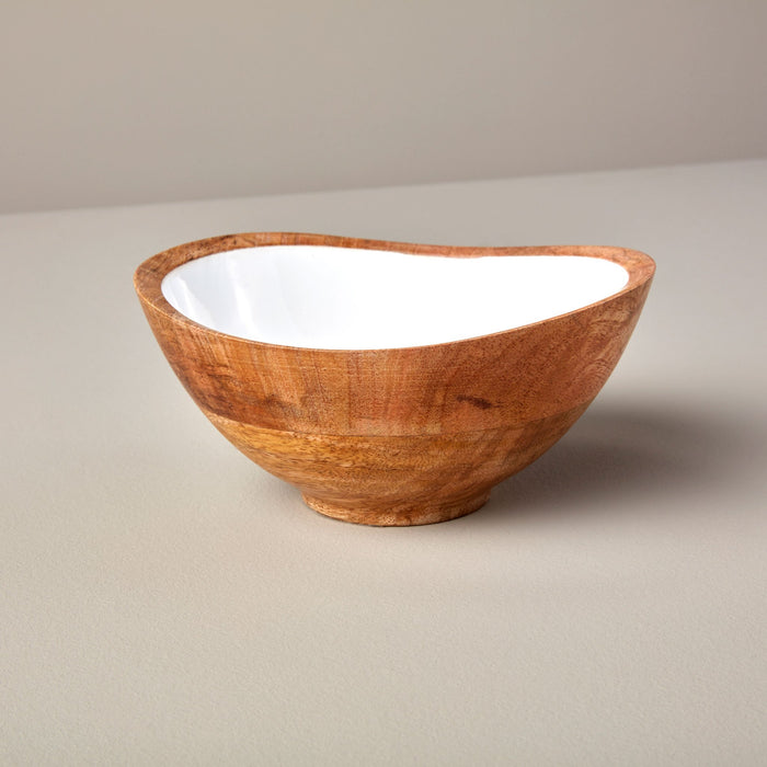 Be Home Mango Wood and White Enamel Bowl - Medium - Floor Model