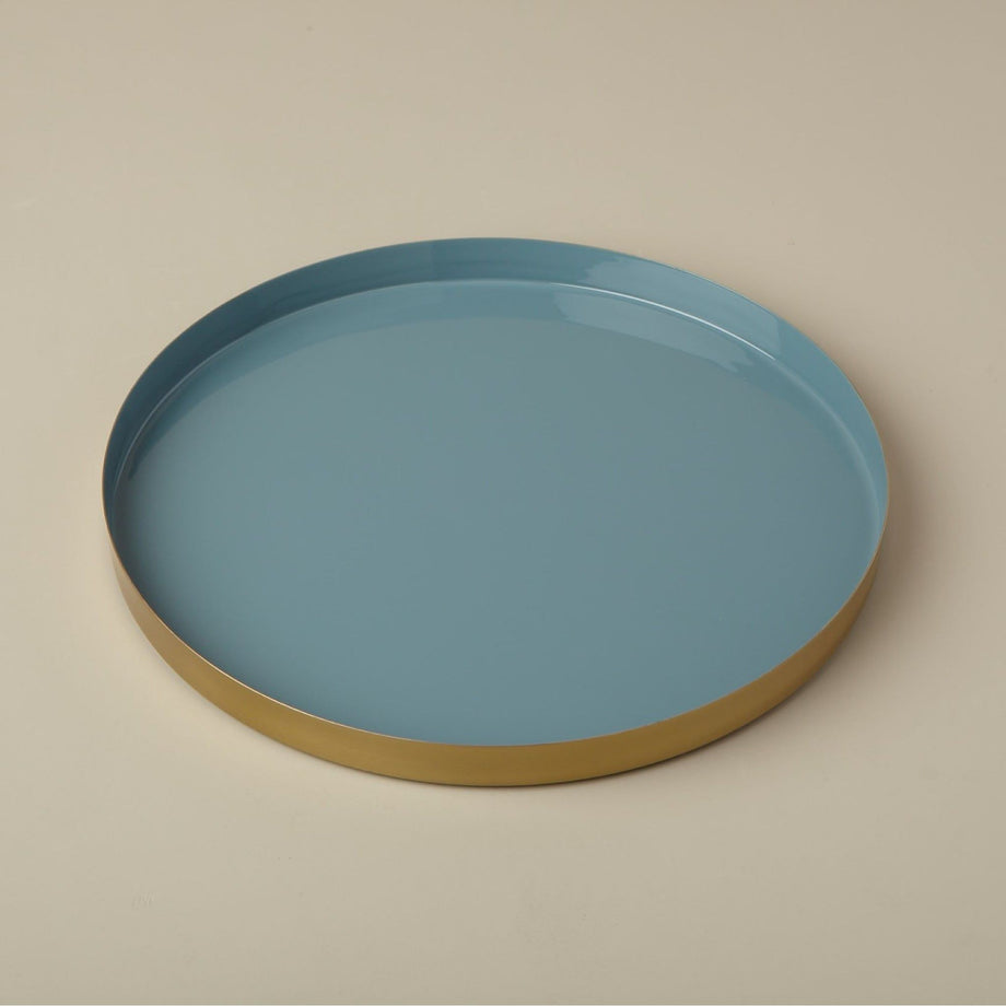 Be Home Gold & Enamel Round Tray - Large / Marine