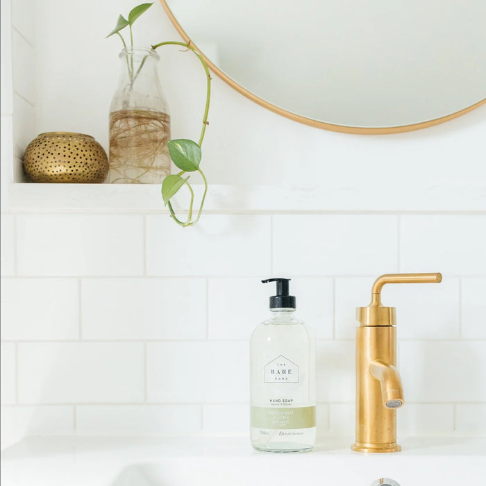 La Bare Home Soap in Glass Bottle - BERGAMOT + LIME