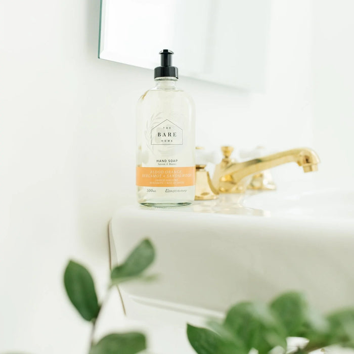 The Bare Home Soap in Glass Bottle - Blood Orange, Bergamet + Sandalwood