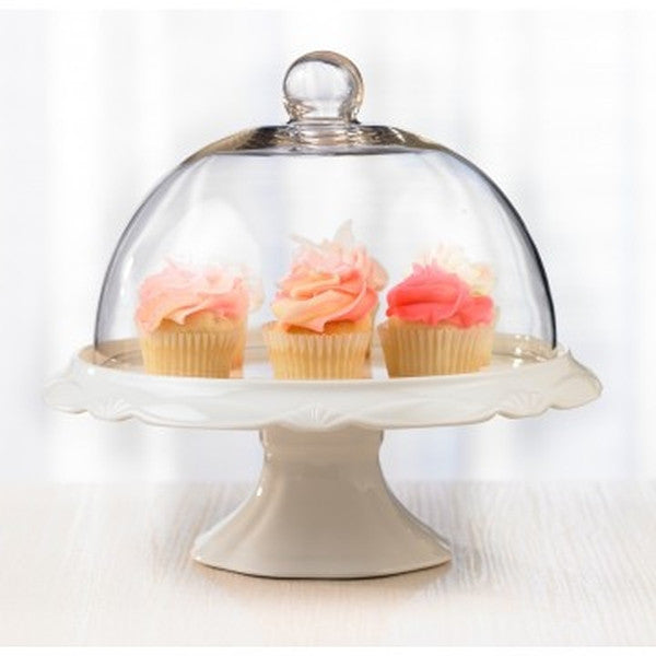 Bianco Cake Stand with Dome - Cookery