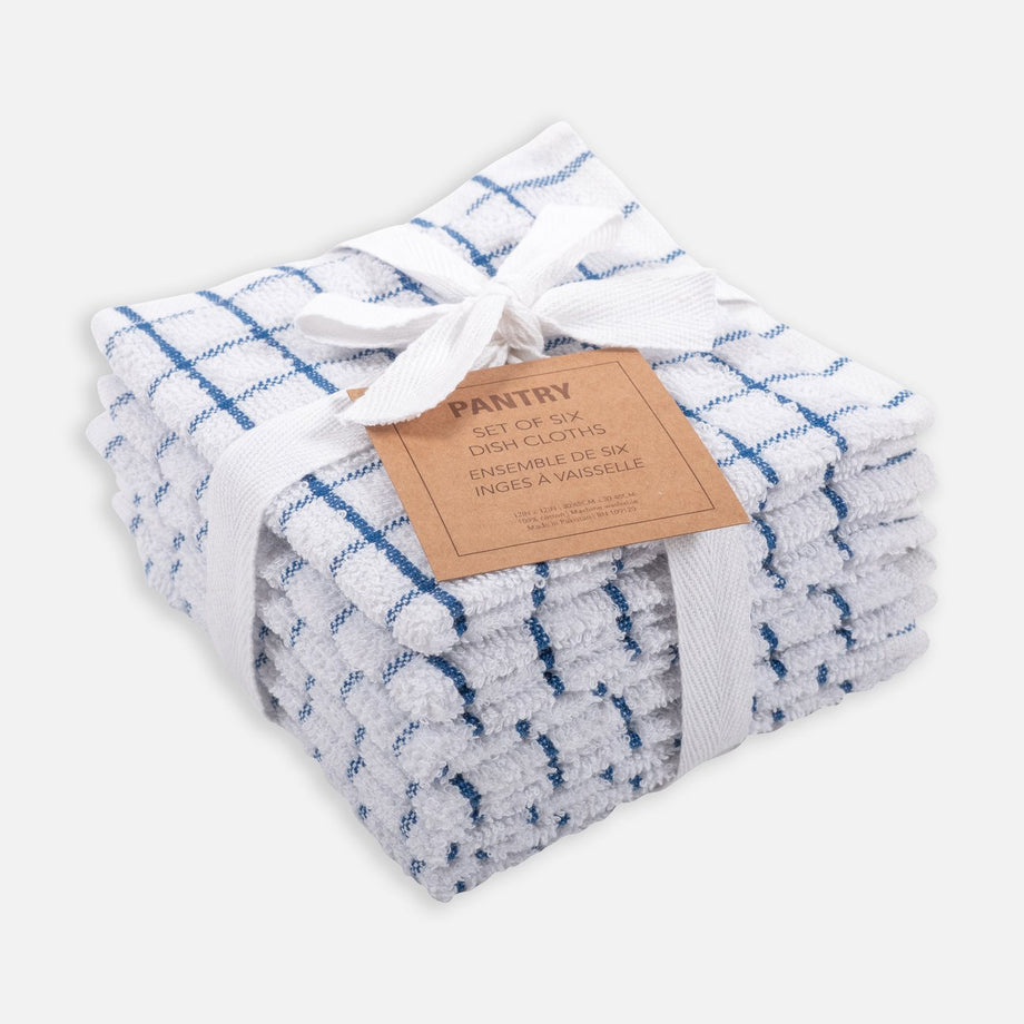 KAF Accueil Vérifié Terry Dishcloths - Set de 6 / Bleu