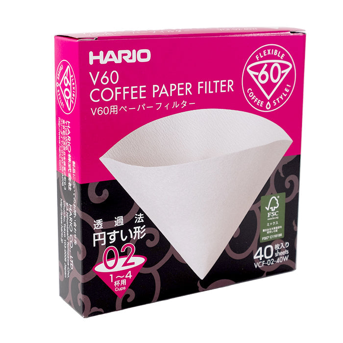 Hario V60-02 White Coffee Filters (40 Pack)