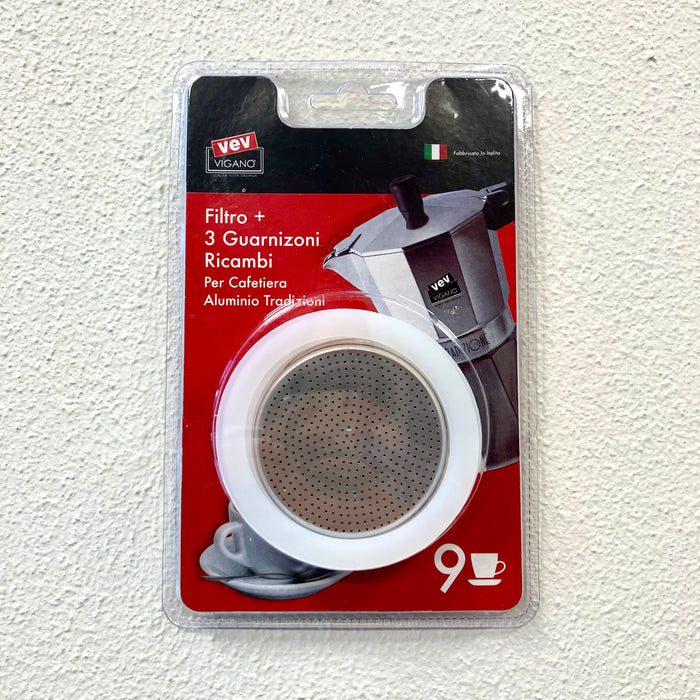 Vev Vigano Stovetop Espresso Replacement Washers + Filter - 3 Cup