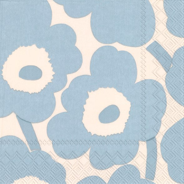 Marimekko Paper Lunch Napkin - UNIKKO cream light blue
